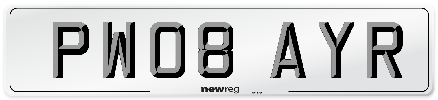 PW08 AYR Number Plate from New Reg
